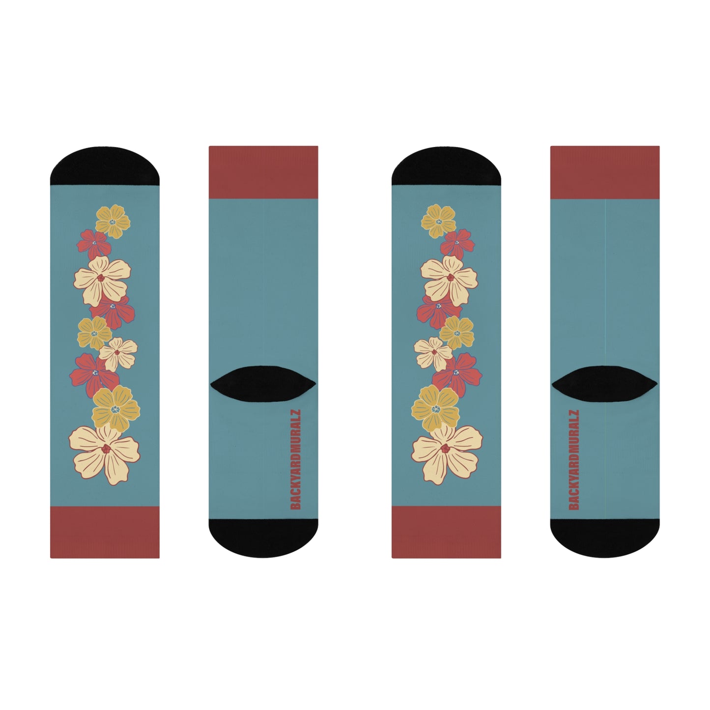 Flowered Cushioned Crew Socks