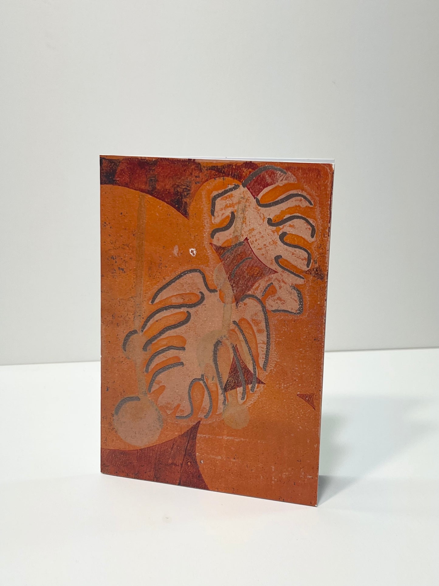Orange Monstera Card