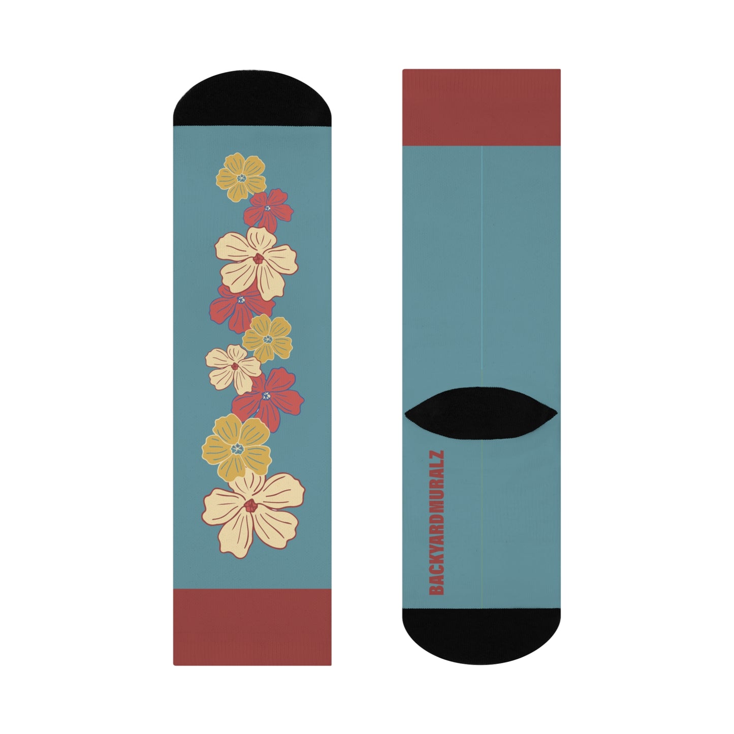 Flowered Cushioned Crew Socks