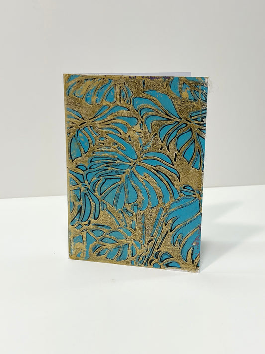 Blue & Gold Monstera Card