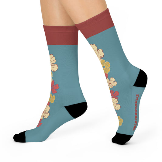 Flowered Cushioned Crew Socks